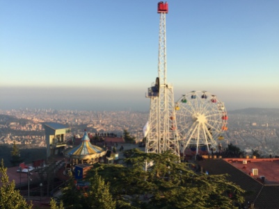Tibidabo Amusement Park, Barcelona sprawled out below